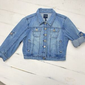 Highway Jeans Denim Jacket Blue Cropped Roll Tab Sleeve Women's Medium Western